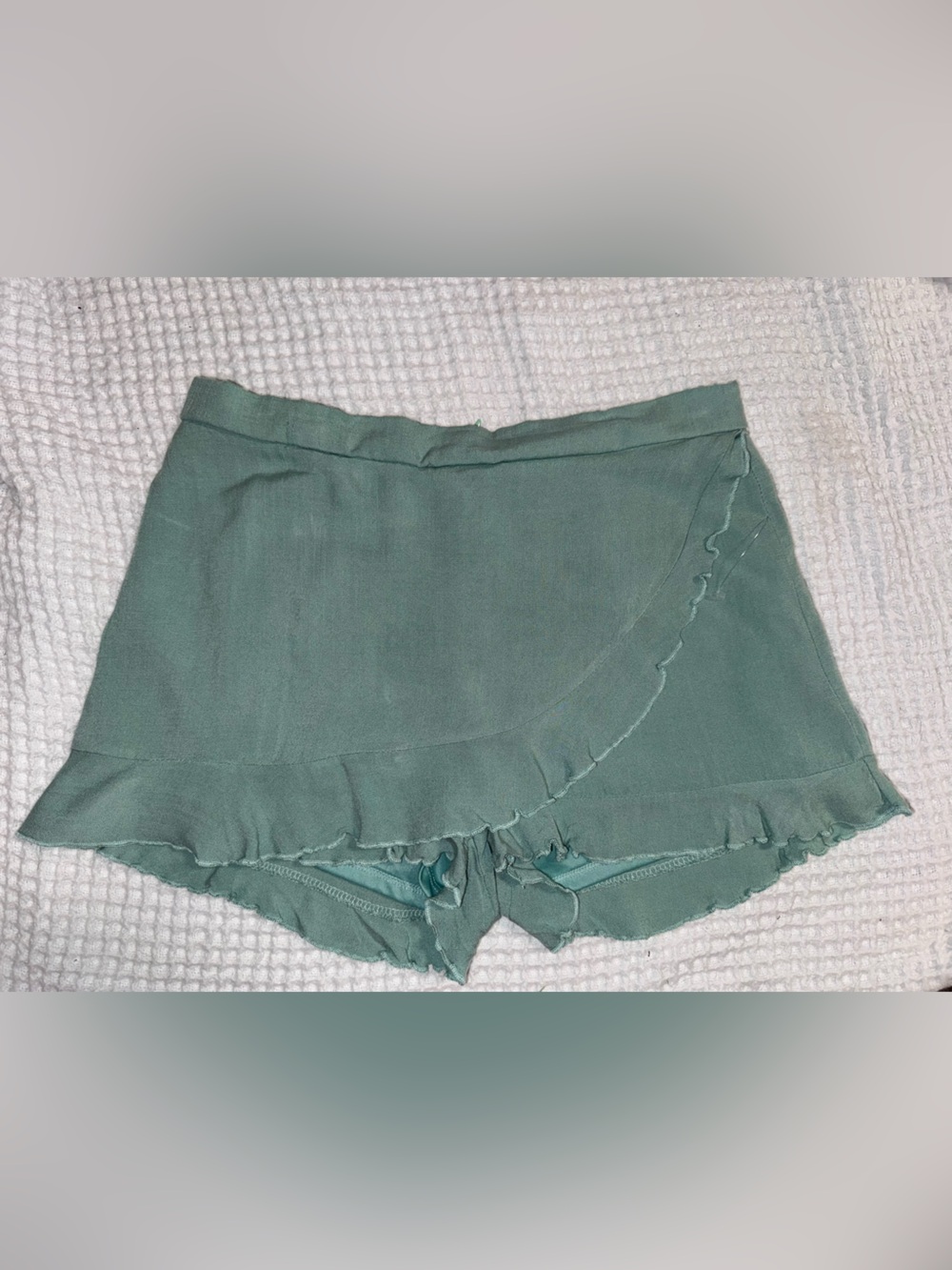 Altar'd State Sage Green Ruffle Wrap Skort
